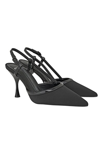 Exe Shoes Γυναικείες Γόβες 700-834 SLINGBACK Μαύρο Σατέν Μαύρο Σπαστό V470083...