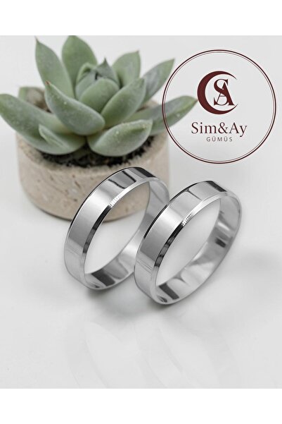 Alyans 5MM 925 AYAR DÜZ KESME GÜMÜŞ ÜZERİNE BEYAZ RODYUM KAPLAMALI