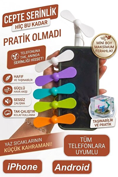 Neler Geldi Neler Tüm Telefonlara Uyumlu Mini Cep Vantilatörü Type-C & Lightn...