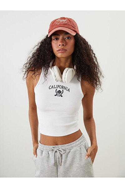 LC Waikiki Peak New Season Crew Neck California Embroidered Women's Sports Ta...