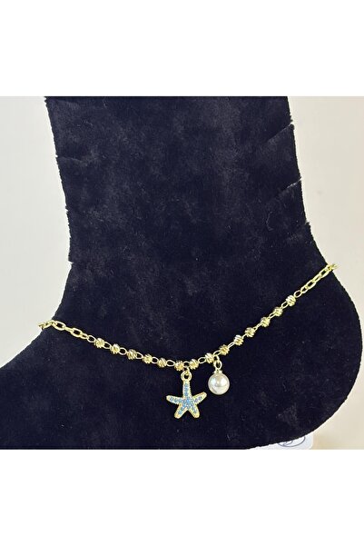 NOLA ACCESORIES Deniz Yıldızı & İnci Detaylı Altın Renk Halhal