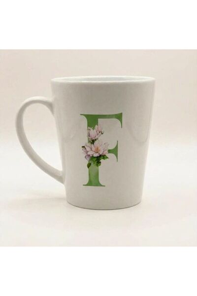 OEM Alphabet Latte Mug F with Floral Design