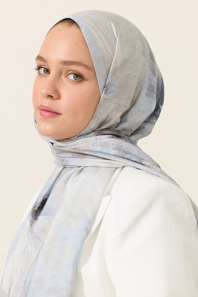 cs camellia scarf Σάλι από βαμβάκι βισκόζης Flora - Μπλε