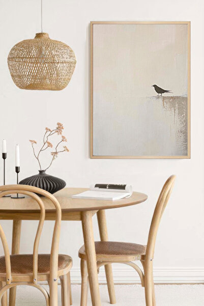 Muyika Design Duvar Tablosu Dekoratif Ahşap Çerçeveli Wabi Sabi Stil Minimali...