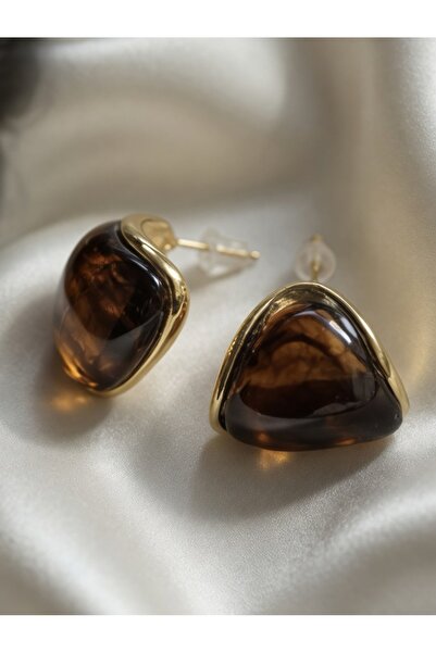 ICLIMIA ortoiseshell Gold Triangle Küpe