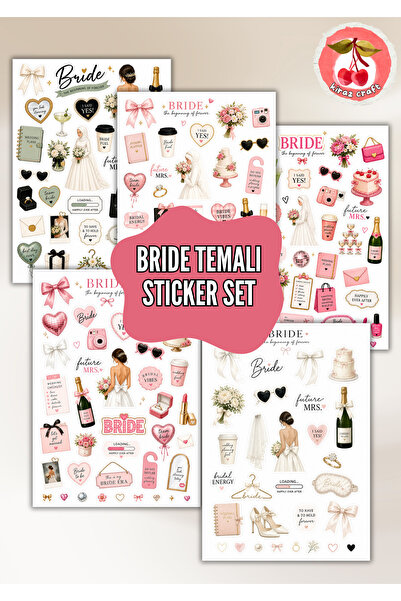 Kiraz Craft Bride To Be Sticker Seti – Gelin Hazırlık & Bekarlığa Veda Temalı...