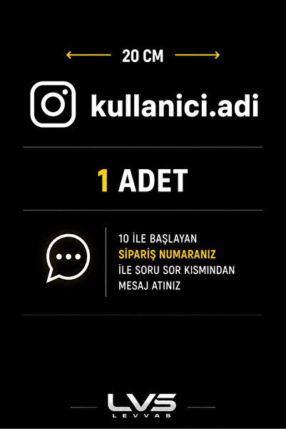 levvas Kişiye Özel Instagram İsim Sticker – Araç Cam Yazısı 20 cm – Araba Cam...