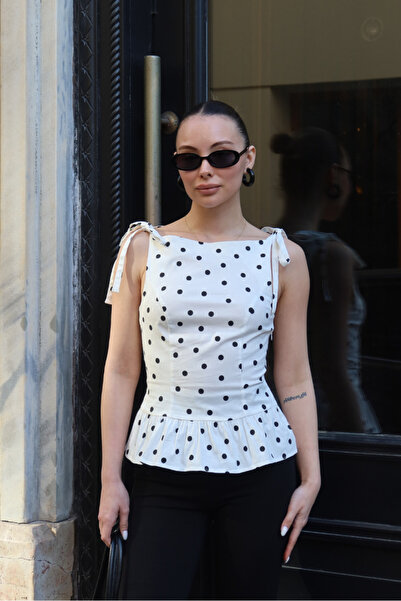 thelowely Tie-Up Polka Dot Blouse