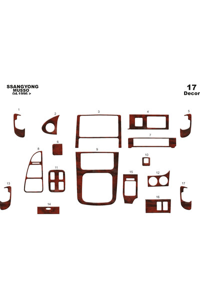 Marscockpitdesign غطاء كونسول توربيدو لسيارة سانغيونغ موسو 1996-1999، 17 قطعة