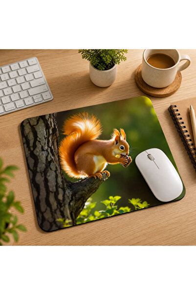 HobiShop Sevimli Sincap Tasarımlı Mousepad | Kaymaz Tabanlı Ofis & Gaming Mou...
