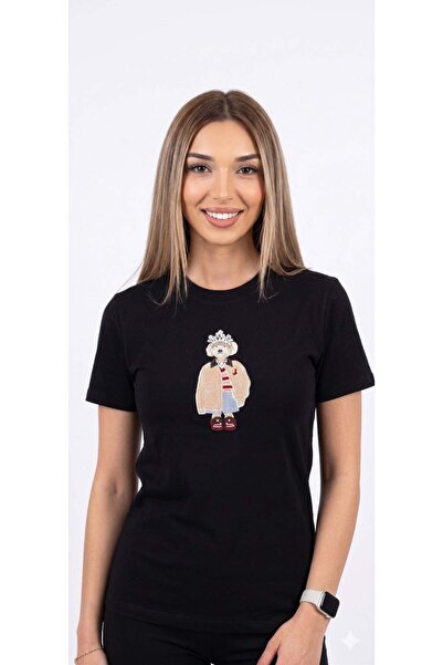 SHINE STYLE Marrk Muadil Tedy Stone Oversize Black T-Shirt.