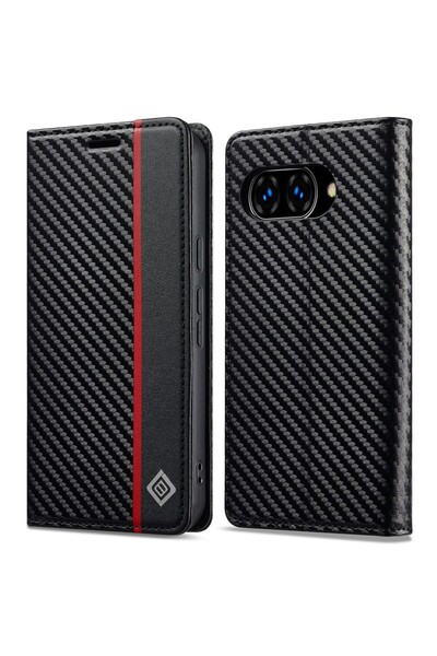 LC.IMEEKE Carbon Fiber Θήκη Πορτοφόλι Vertical Stripe (Google Pixel 10a 5G)