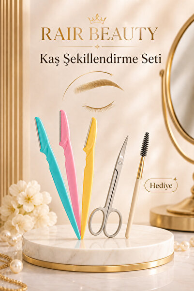 RAİR BEAUTY 3'lü Kaş Usturası,Kaş Makası ve Kaş Kirpik Fırçası