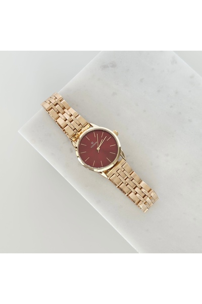 Vesce Atelier Bow Gold Saat Bordo