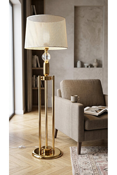 Decodelight Gold Meşale Model Kristal Taşlı Metal Ayaklı Pileli, Hazeran ve K...