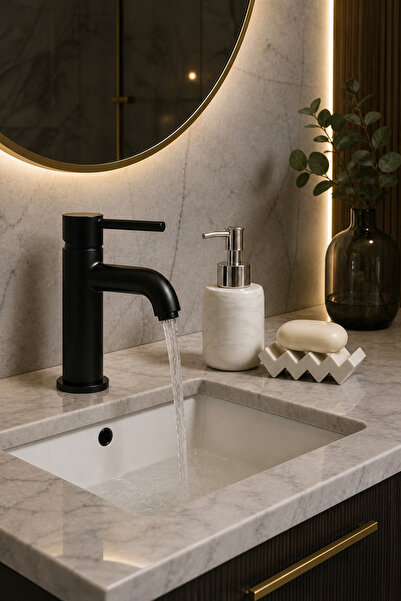 lufen deco Marble Patterned Liquid Soap Dispenser & Modern Solid Soap Dispens...