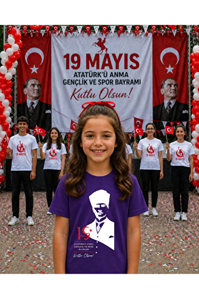 LORVEX 19 mai Tricou Ziua Tineretului Atatürk 100% bumbac, supradimensionat, ...