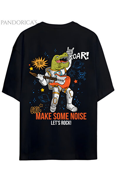 Grafftee Clothing DİNO Tasarım Serisi Rocker Dino "MAKE SOME NOISE LET'S ROCK...