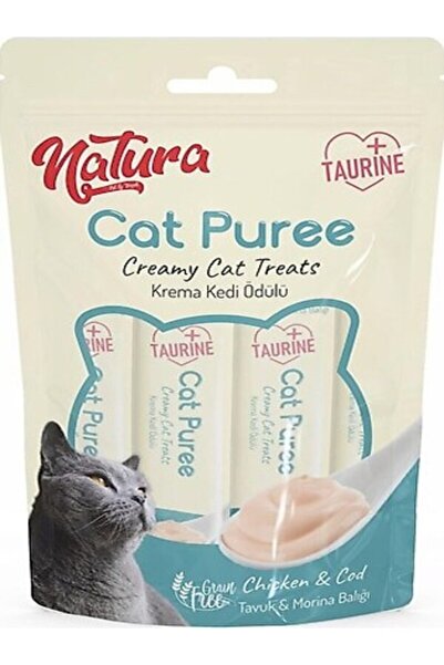 natura Cat Puree Tavuklu ve Morina Balıklı 5x12 gr Kedi Ödül Maması