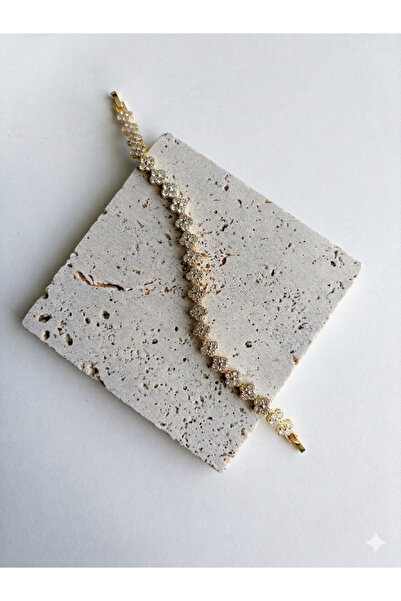 MAREM Yonca Suyolu Zircon Stone Gold Color Steel Bracelet