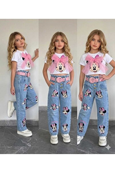 ipekkids Pantaloni brodați, bluză, curea, set complet. Preferăți mărimea norm...