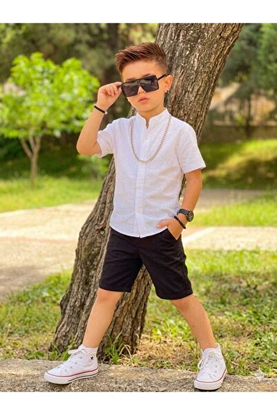 ipekkids Cămașă din poplin și pantaloni scurți din gabardină, set din 2 piese