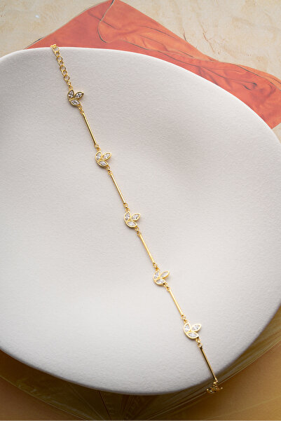Silvano Jewelry 925 Ayar Gümüş Altın Kaplama Lotus Bileklik