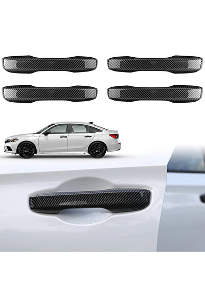 LUXE AKSESUAR Honda Civic 11. Nesil 2022–2026 dış kapı kolu karbon fiber kapl...