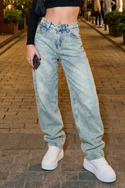 Genel Markalar Yeşil Tint - Wide Leg Baggy Kot Pantolon
