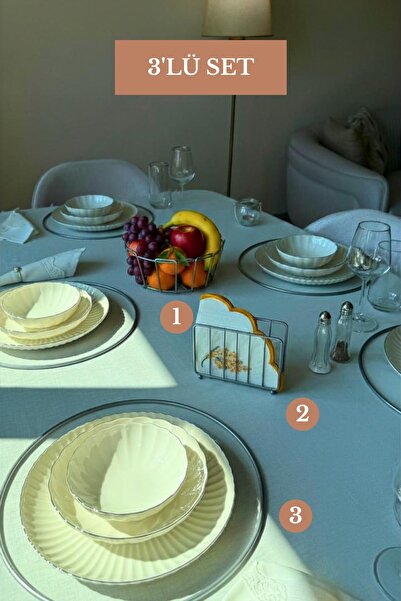 Edora Home Set od 3 mat srebrna seta od 6 Supla kaveza za salvete, ovalna kut...