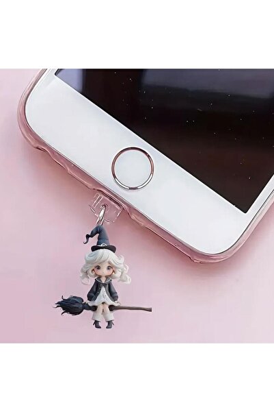 Mi7a Sevimli Cadı Figürlü Telefon Charmı (Lighting (iPhone) Uyumlu Şarj Soket...