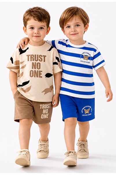 Melodikids Boy's T-Shirt Shorts 2 Piece Set Summer Cotton