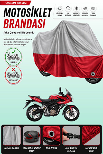 Cemku Double Gray Top - Red Bottom, Rear Bag Compatible Bajaj Pulsar as 200 M...