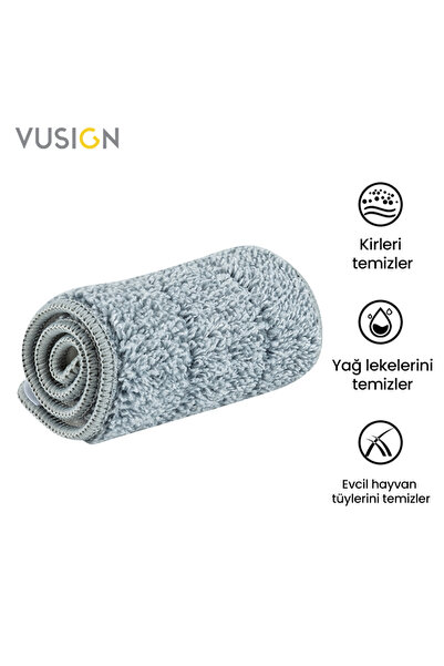 Vusign Mikrofiber Paspas Bezi 32x11 cm Gri – Düz Mop Uyumlu Ultra İnce Elyaf ...