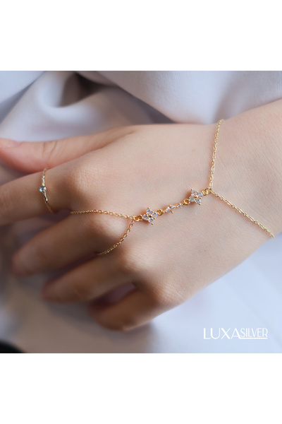 luxa silver jewellery Gold Renk Kararmaz Çelik Şahmeran - Zirkon Taşlı Çiçek ...