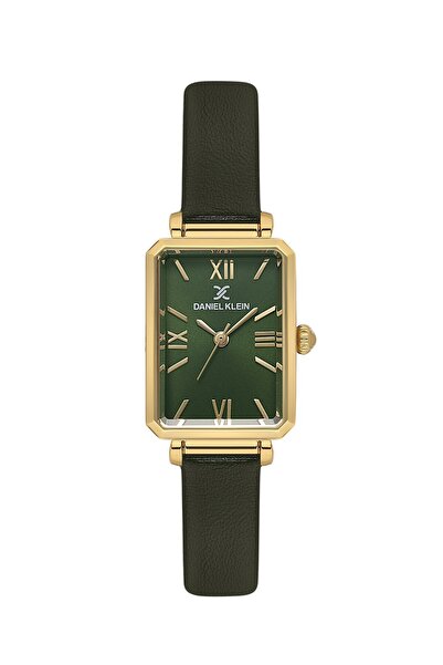 Daniel Klein Kadın Kol Saati Yeşil Kadran 20 mm Kare Kasa Yeşil Deri Kayış 3 ...