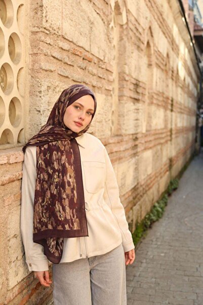 ENRİCO FERRİ Allure Brush Pattern Shawl - Red Brown-Mink