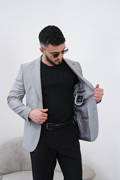 Dupont Erkek Keten Blazer Ceket Slim Fit Yazlık Nefes Alabilir