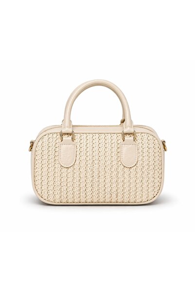 PaminBags Aksesuar Kožna patchwork slamnata cilindrična torba PMN0043