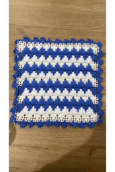 DH NATURAL Hand Knitted Fiber Bath Loofah |   Gift Dowry Box Soft and Durable |   Blue-White Knitting Yarn