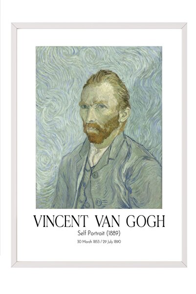 Postifull Vinsent van Gog - Autoportret (1889), slika u belom okviru, umetnič...