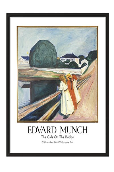 Postifull Edvard Munch - Devojke na mostu, slika u crnom okviru, umetnička se...