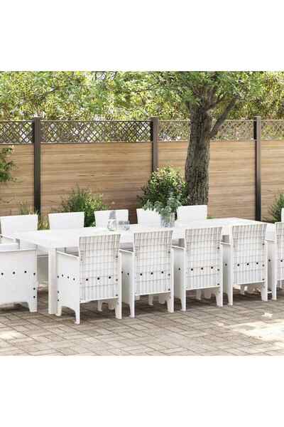 vidaxl Set de masa pentru gradina cu perna 13 pcs Alb si gri deschis