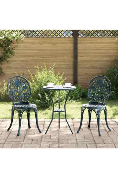 vidaxl Set Bistro de Gradina 3 pcs Verde Aluminiu
