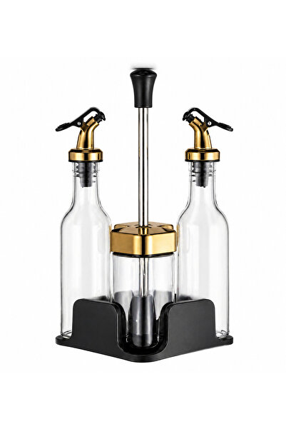 wei inox Oliviera Stainless Steel 4-Piece Set with Stand, Oil, Vinegar, Salt,...