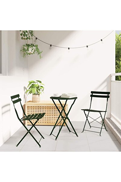vidaxl Set Bistro Pliabil 3 pcs Padure OÈ›el