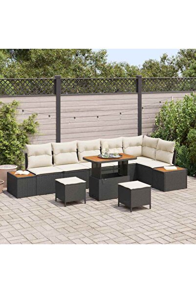 vidaxl Set de canapele pentru gradina 9 pcs Negru poliratan