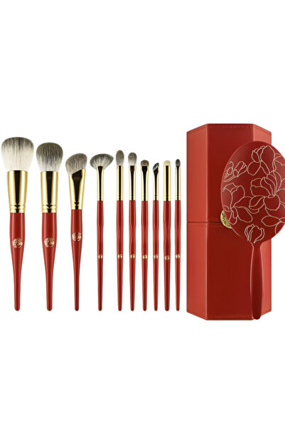Yallabena 10-Piece Professional Makeup Brush Set with Magnolia Pouch & Handhe...
