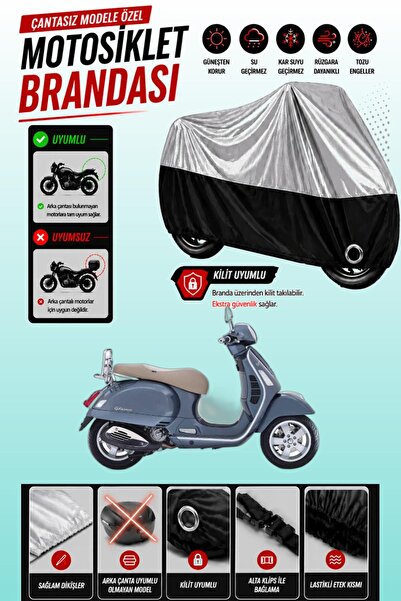 Cemku Twin غطاء محرك متوافق مع Vespa GTS 150 ABS باللون الرمادي من الأعلى وال...
