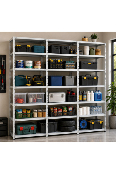 ALANRAF 7 Katlı 3'lü Galvaniz Çelik Raf 31x60x250 cm Depo, Arşiv, Kiler, Dosy...